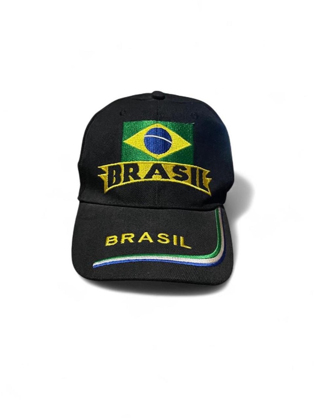 Vintage 90s Brazil Brasil Spellout Black Baseball Cap Hat